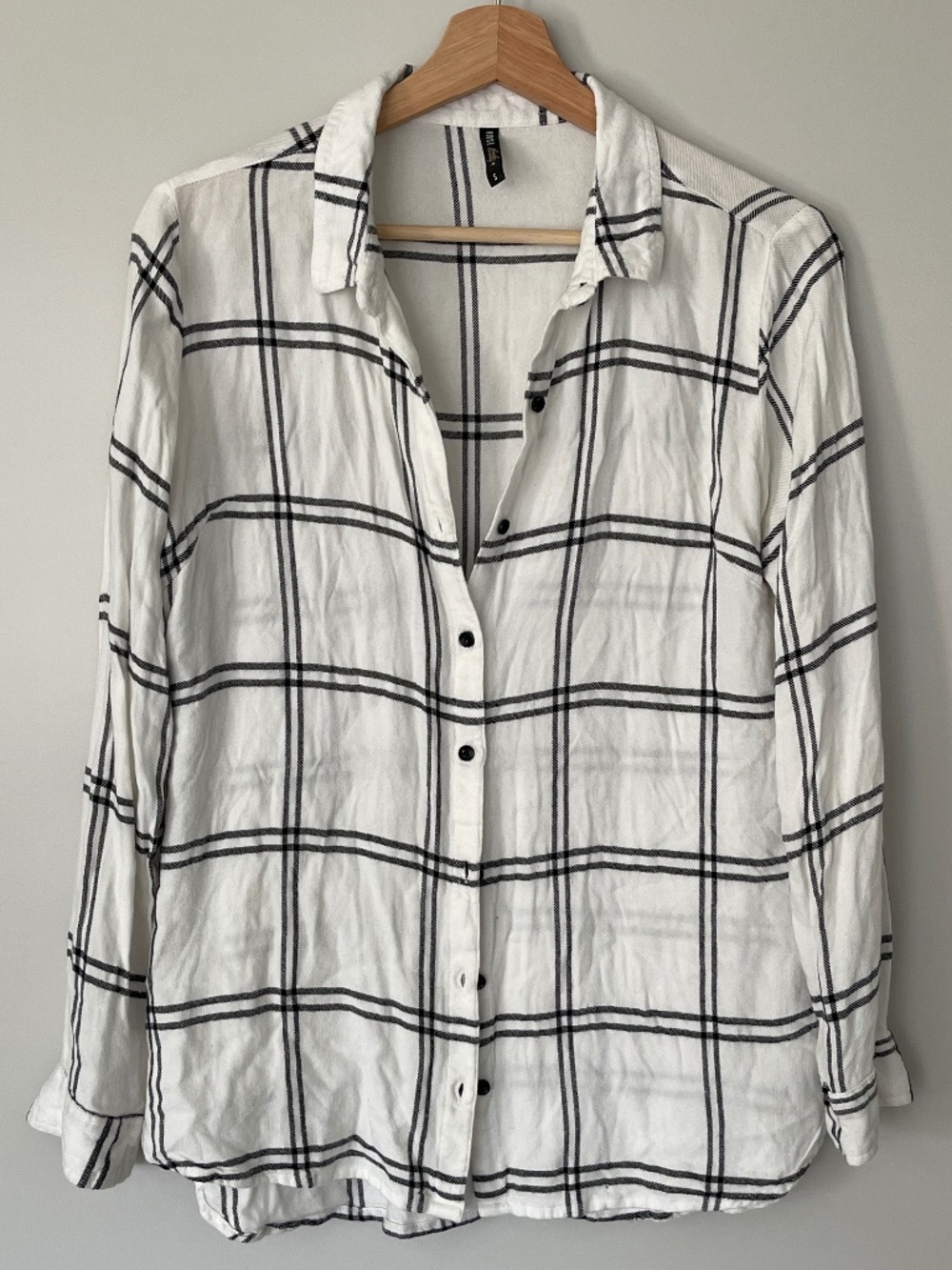 House White-Black Plaid Viscose Button-Down Shirt Size S